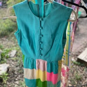 Colorblock Silk 1960s Cocktail Dress